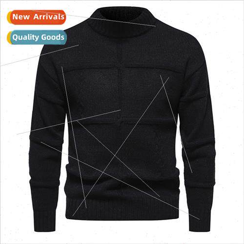 Men 2023 autumn winter solid color jacquard bottoming knted
