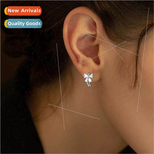 Zirconia bow earrings 2024 new tide INS sweet earrings circl