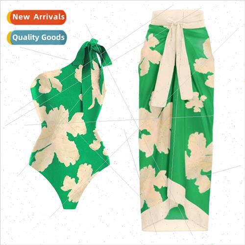 2023 Europe New Printed One Piece Swimsu Women Vacation Beac