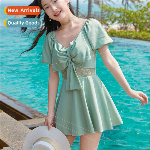 Swimsu womens new conservative one-piece skirt type belly-sh