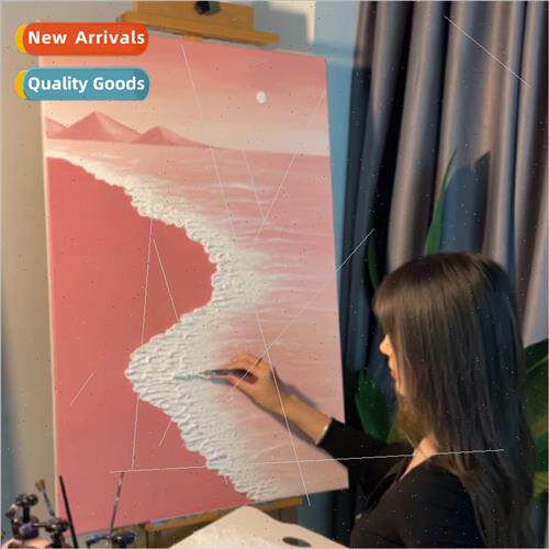 Pink beach diy quartz s3D acrylic texture painting hand-pain