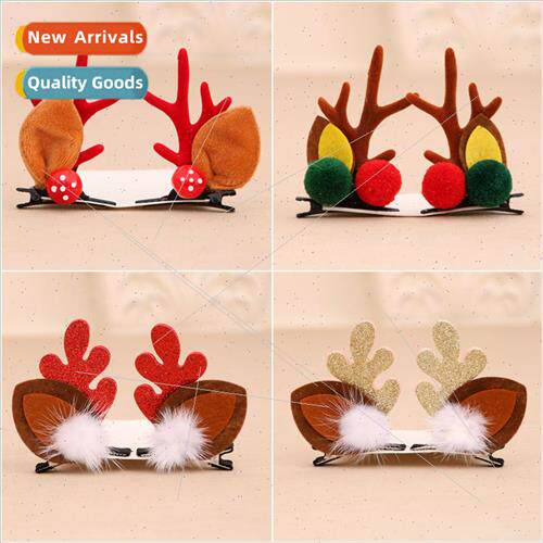 Christmas Children s s Gold Dust Antlers Mink Hair Clips Car