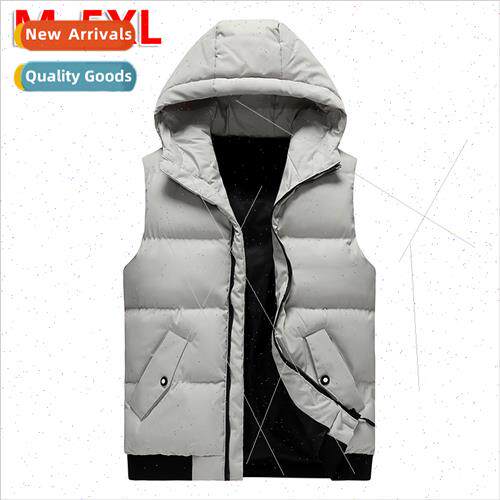 Qualy men hooded vest fall winter new nd outside warmth thic