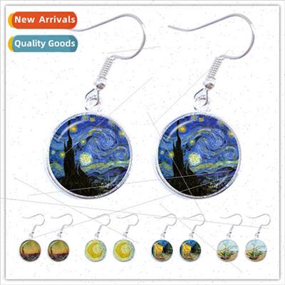 Fashion Minimalist Earrings Van Gogh Famous Artist Starry gh
