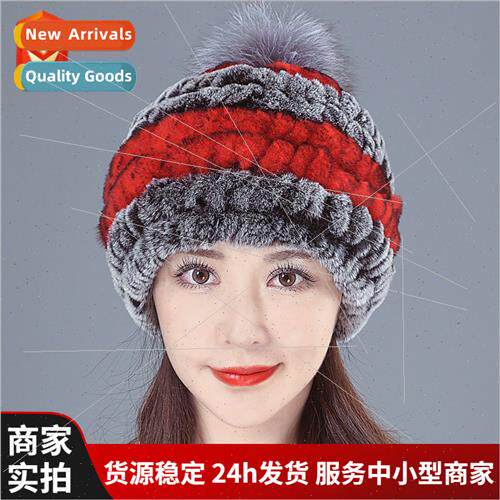 new hat Ms. autumn winter otter rabb hair weaving fur ear pr