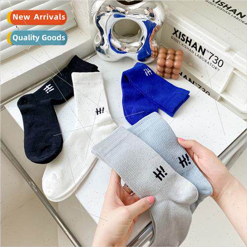Letter socks men fall winter black whe hi English men mid-ca