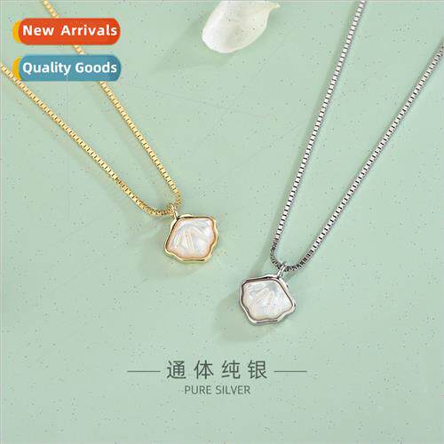 s925 silver Korea whe mother-of-pearl necklace niche lerary