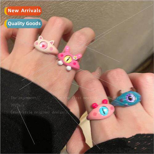 Pink cartoon cute cat monster ring female sweet girl index f