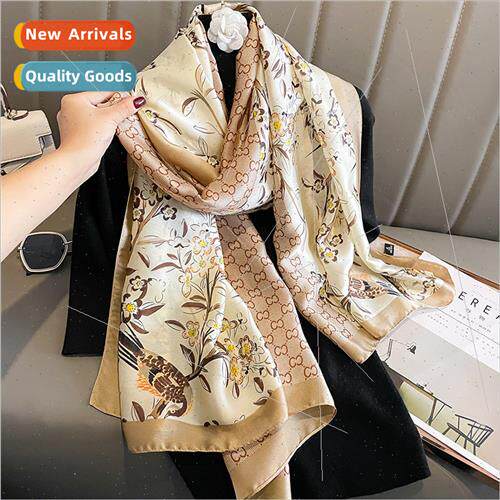 Korea  fall winter printing silk scarf female fall winter si