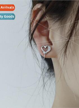 Flash diamond love heart ear clip Korea small broken diamond
