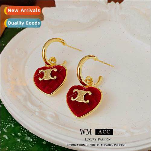 silver needle flocking love letter earrings fashion earrings