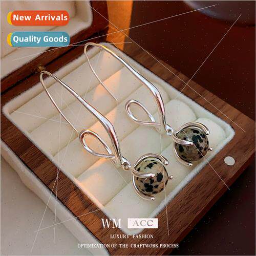 Tiger Eye Stone Round Irregular Earrings Hundreds Ear Hooks