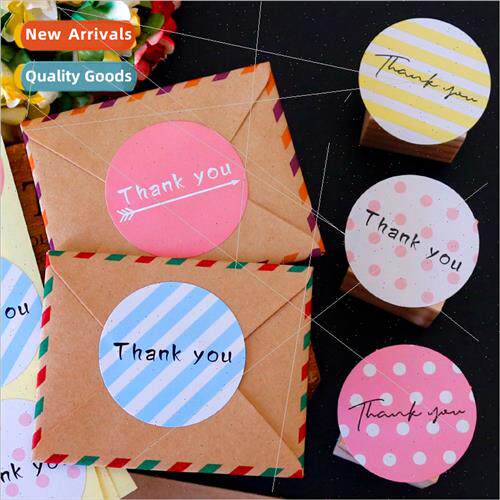 Colorful round 4cm dots striped stickers Thank you stickers