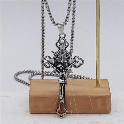 New cross pendant necklace men women fall winter sweater cha