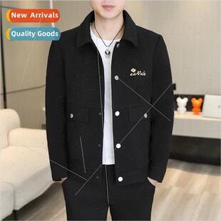 fall jacket senior new 2023 spring men waffle Black