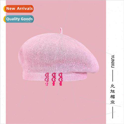 Japan sweet solid color small clip beret female spring summe