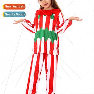 Childrens Red Christmas Camp Striped Costumes Whe New and