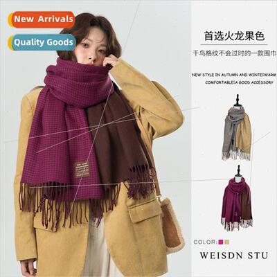 Autumn winter men women plaid scarf cashmere pulling hair  S