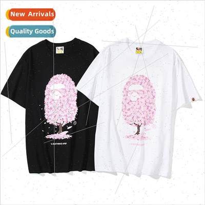 New Japanese tide flower e Loose men and women couples  T-sh