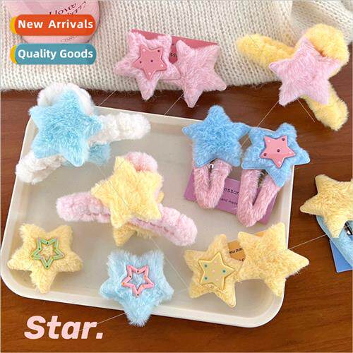 Winter plush star bb clip hairpin sweet girl back head plate