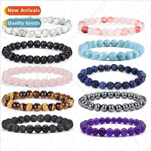 8mm obsidian tiger eye whe turquoise beads bracelet volcanic