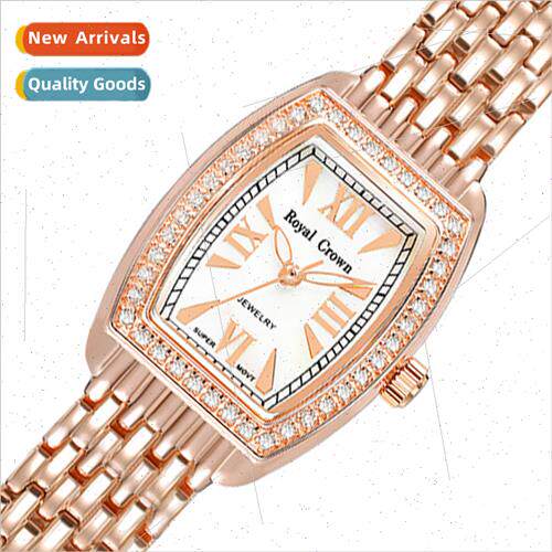 Women simple compact dial fashion inlaid zirconium steel bwa