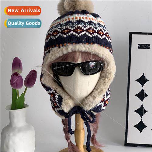 Korea  retro show face small winter plush thickened warm rid