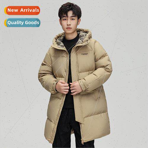 Hooded long down jacket men winter new American versatile ca
