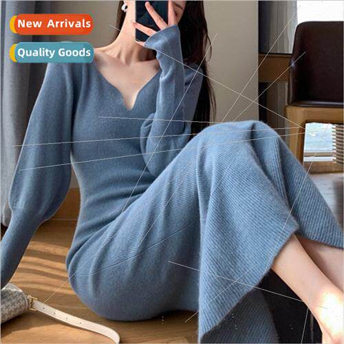 Knted dress female temperament Korea  wh coat long skirt 202
