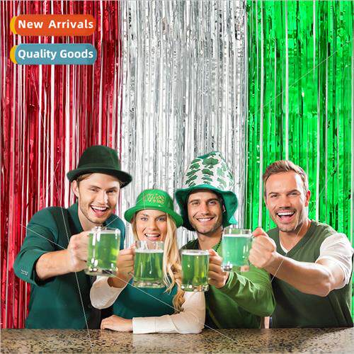 New red silver green glossy rain curtain Irish festival part