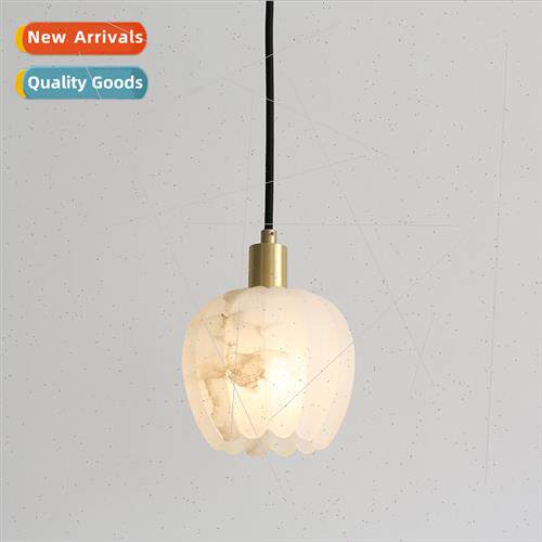 New Chinese modern simple marble chandelier pure copper ligh
