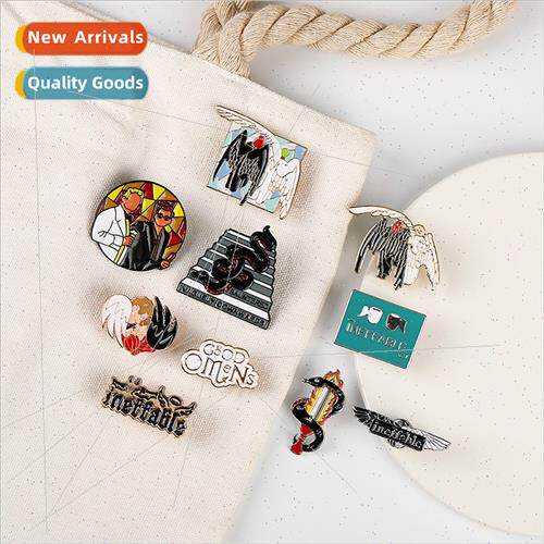 Movie good omen around devil angel brooch snake sword ineffa