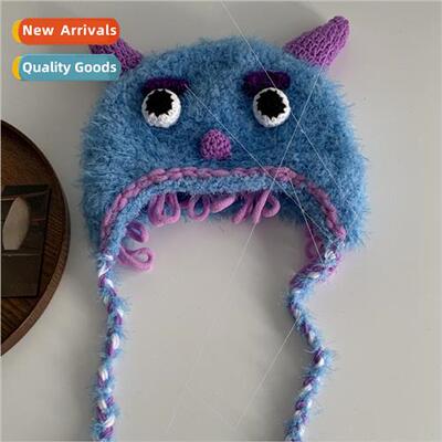 Quirky woolen hat men women pullover hat dirty braid devil w