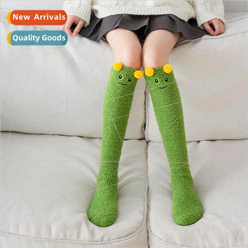 Coral velvet long socks female cartoon cute plush velvet win