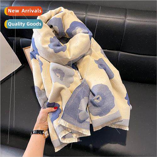 Autumn winter floral  imation cashmere scarf thickened print