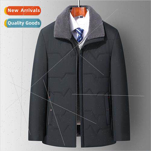Men winter middle-aged elderly collar lamb wool padded thick