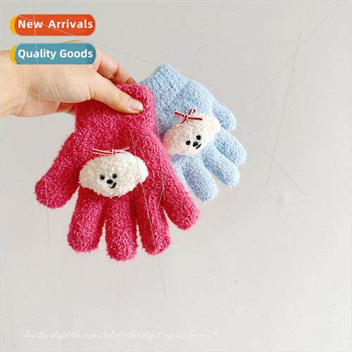 Children cute cartoon quirky wrapped finger woolen gloves au