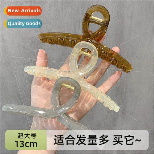 13cm Large Jelly Color Cross Grab Clip Girl Square Clear Sha