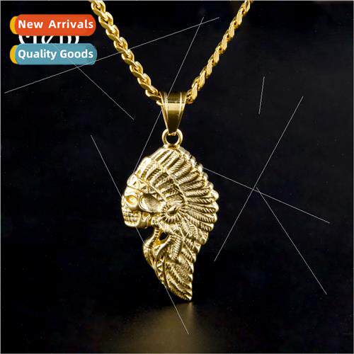 Hip Hop Jewelry Vintage Indian Chief Skull Punk Men Stainles