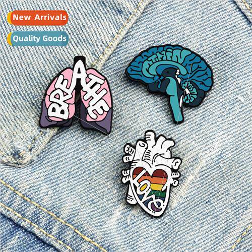 Cartoon creative human organs brooch heart brain lung modeli
