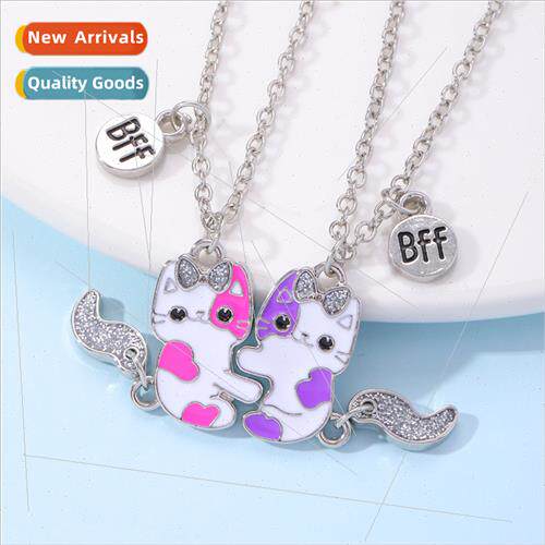 Kids Necklace Best Friend BFF Necklace Cute vely Cat Pendant