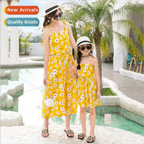 2021 Summer Famous Mother Daughter Beach Dresses Parent-Chil