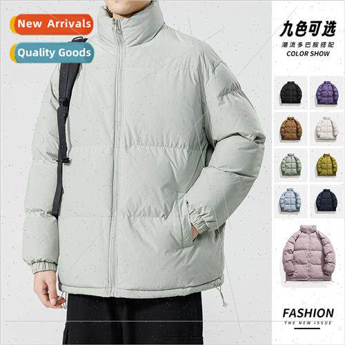 Cotton jacket men 2023 winter new solid color collar loose t