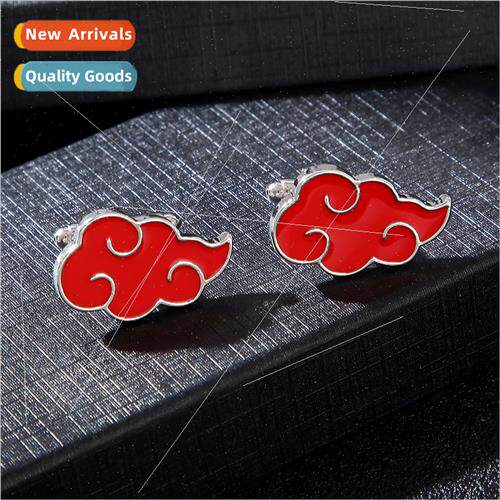 jewelry new Naruto logo red cloud baking paint cufflinks men