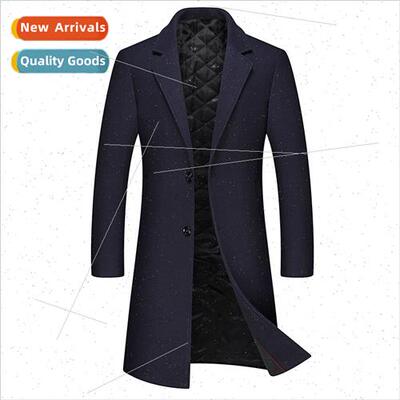 2023 winter wool tweed coat men medium-length thickened men