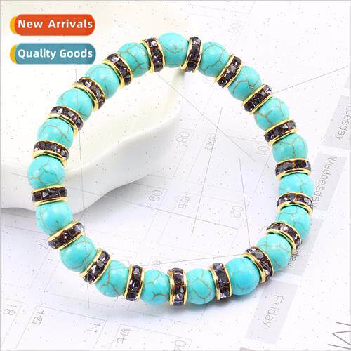 creative wh jewelry blue turquoise beads bracelet micro-set