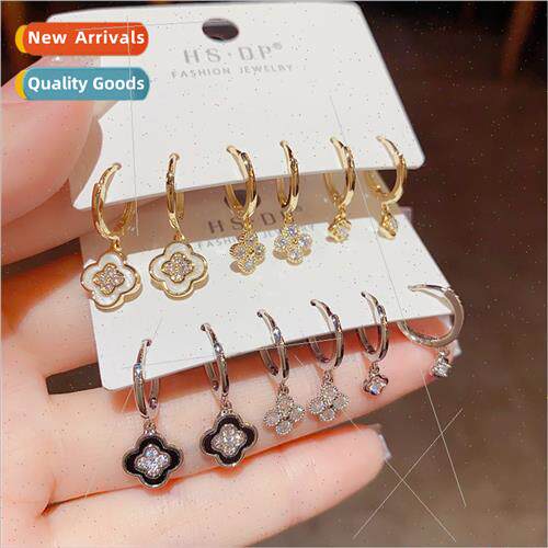 Fashion Sweet Oil Drop Zirconia Flower Earring Set Korea che
