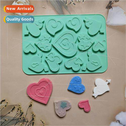 licone 13 row multi-heart baking pastry cookies Chocolate mo