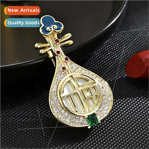 Chinese ancient pipa brooch high-grade female corsage anti-t