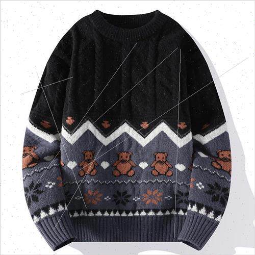 2022 sweater men winter new padded thickened warm kn sweater